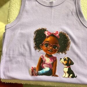 Cute Purple Tank Top with Cartoon Print